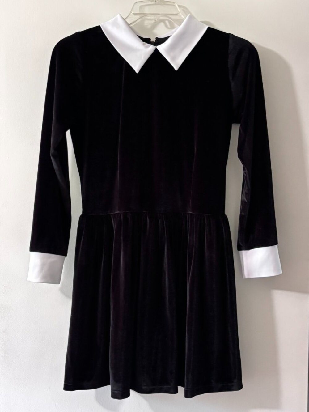 Eye Candy Black Velvet Wednesday Addams Style Peter Pan Collar Mini Dress Large